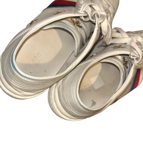 gucci classic embroidered gold bees red green stripe sneakers 9 1/2 - Picture 4 of 10